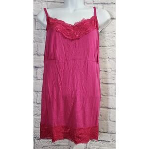 Pink Fuchsia Lace Detail Adjustable Spaghetti Strap Tank Top 22 24 Lightweight